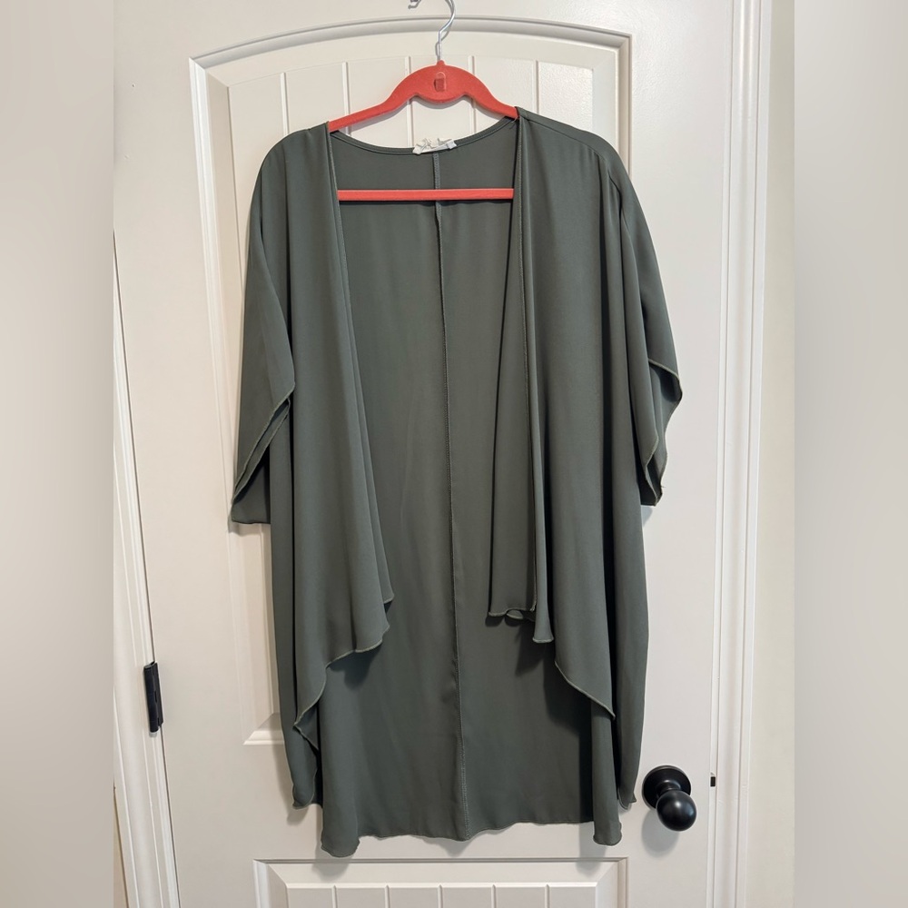 Olive Green Chiffon Kimono